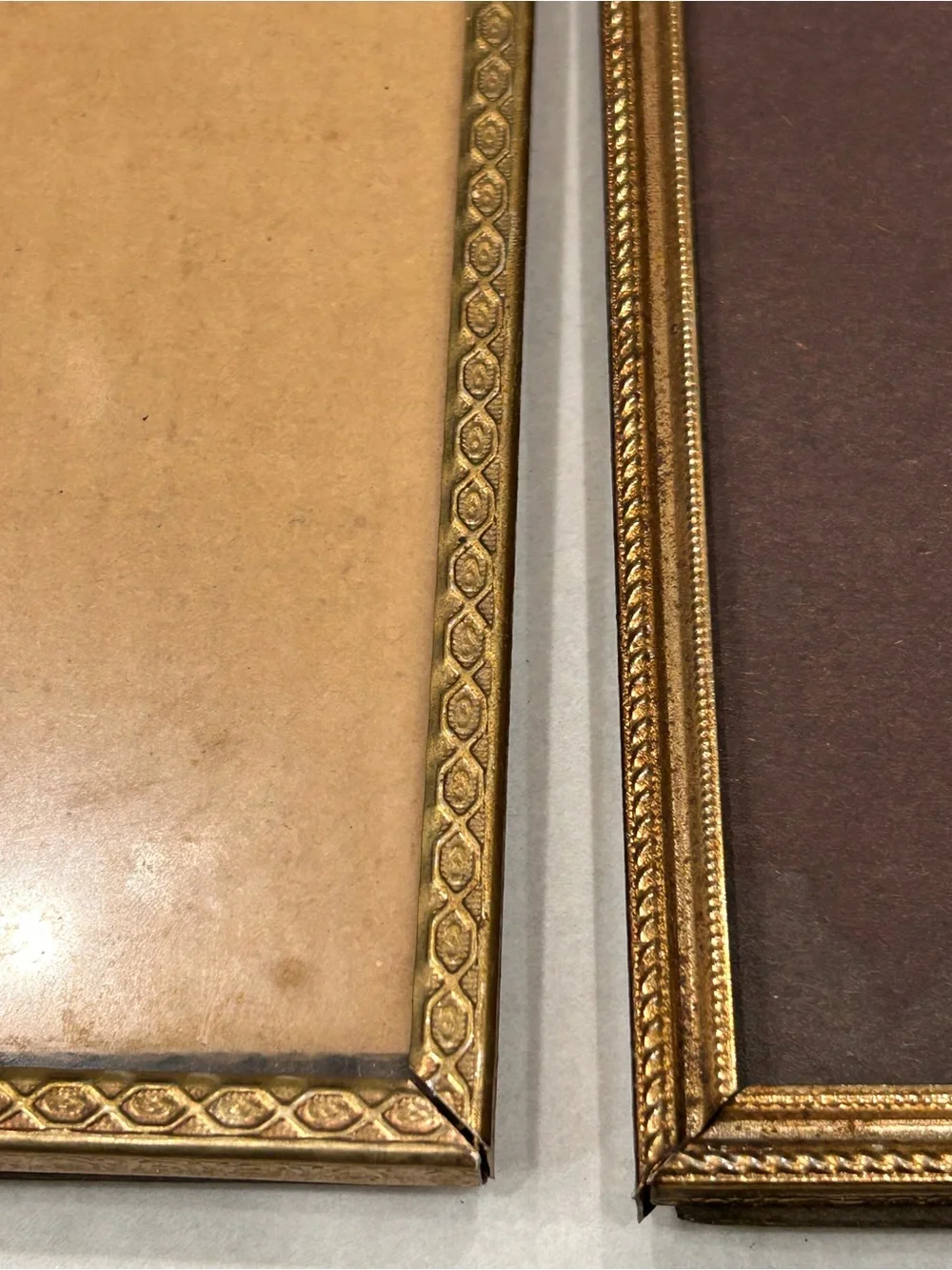 Vintage Gold Metal Picture Frames Lot of 3 Mid Century Minimalist Maximalist